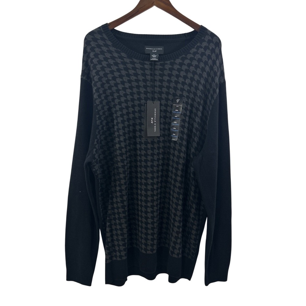 Shaquille ONeal Men 2XL Black Gray Sweater Round Neck Long Sleeves New Tags